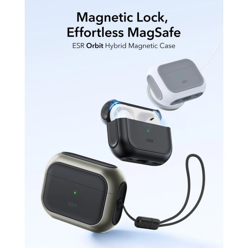 Funda ESR Orbit HaloLock MagSafe para Apple AirPods Pro 3, titanio