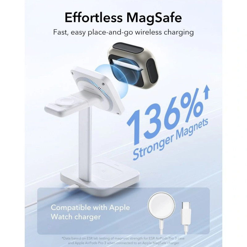 Funda ESR Orbit HaloLock MagSafe para Apple AirPods Pro 3, titanio