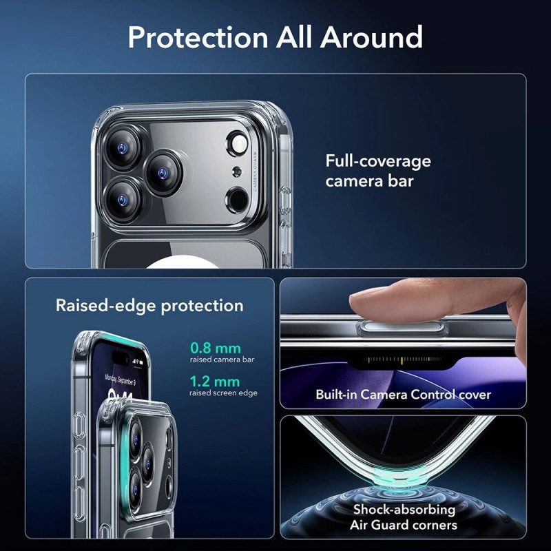 Funda ESR Classic Hybrid MagSafe con cristal templado para Apple iPhone 17 Pro Max, transparente