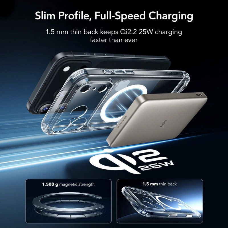 Funda ESR Classic Hybrid MagSafe con cristal templado para Apple iPhone 17 Pro Max, transparente