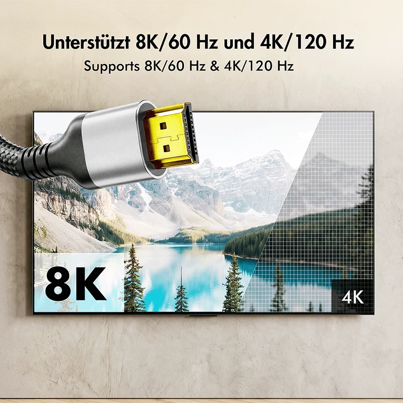 Cable HDMI LogiLink CH0123, A/M a A/M, 8K/60 Hz, 48 Gbps, metal, nailon, negro/gris, 3 m