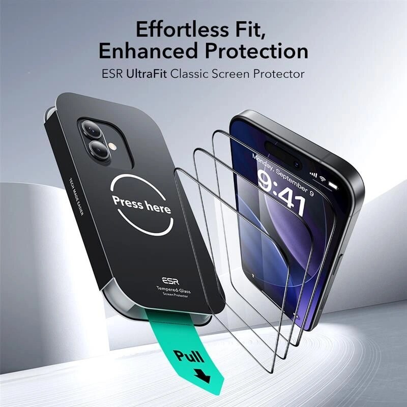 ESR UltraFit Vidrio Templado para Apple iPhone 16 Pro / 17, Transparente (2 uds.) (ESR922)