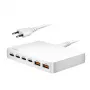 Cargador de sobremesa LogiLink PA0418 USB-A/C, 100 W, GaN, 6 puertos, 2x USB-A (QC), 4x USB-C (PD), blanco