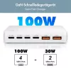 Cargador de sobremesa LogiLink PA0418 USB-A/C, 100 W, GaN, 6 puertos, 2x USB-A (QC), 4x USB-C (PD), blanco
