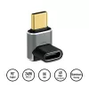 Adaptador USB 4 Type-C LogiLink AU0063 90° U/D, C/M a C/F, 40 Gbps, 240W, 8K/60 Hz, metal, plateado