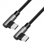Cable USB 2.0 Type-C LogiLink CU0461, C/M 90° a C/M 90°, 480 Mbps, 100 W, metal, plateado/negro, 1 m