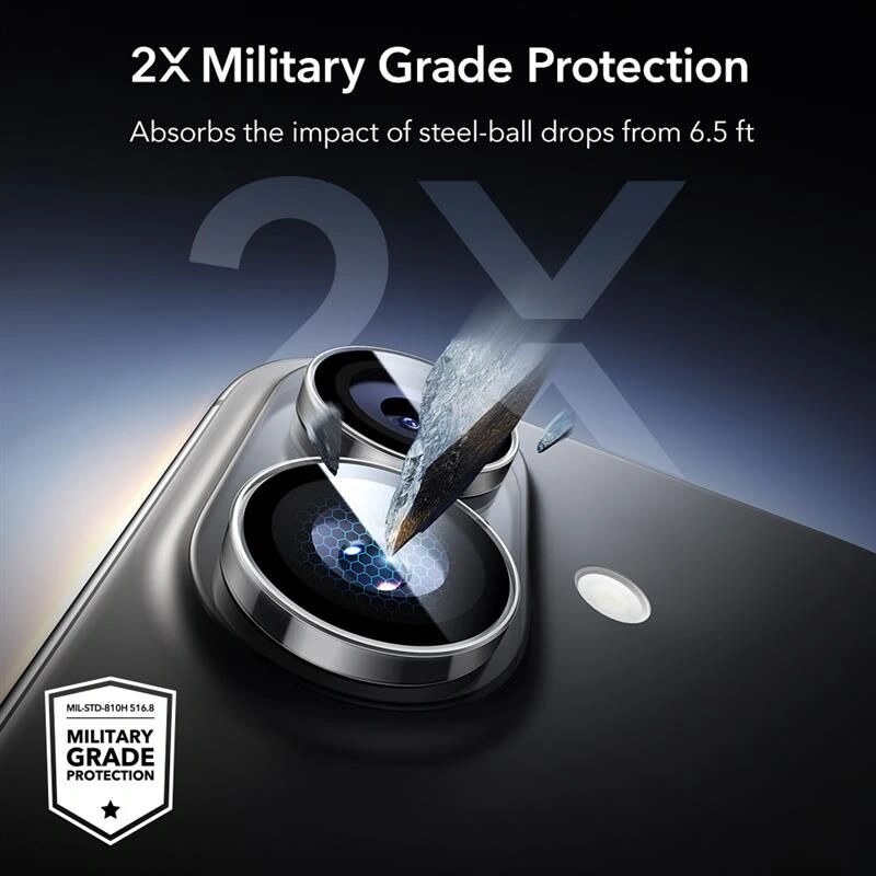 Protector de cámara ESR Armorite para Apple iPhone 16 / 16 Plus / 17, transparente (ESR930)