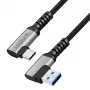 Cable USB 3.2 Gen1 Type-C LogiLink CU0471, A/M 90° a C/M 90°, 5 Gbps, 60W, metal, plateado/negro, 1 m