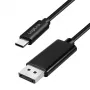 Cable USB 3.2 Gen2 Type-C Logilink CUA0131, C/M a DP/M, 8K/60 Hz, nailon, metal, negro, 2 m