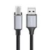 Cable USB 2.0 Logilink CU0107, USB-A/M a USB-B/M, 480 Mbps, nailon, metal, negro/plateado, 2 m