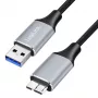 Cable USB 3.0 Logilink CU0291, A/M a Micro-USB/M, 5 Gbps, nailon, metal, negro/plateado, 2 m