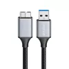 Cable USB 3.0 Logilink CU0291, A/M a Micro-USB/M, 5 Gbps, nailon, metal, negro/plateado, 2 m