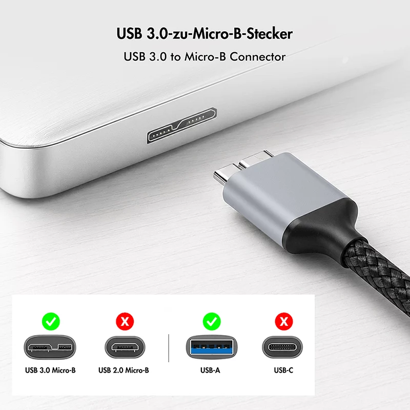 Cable USB 3.0 Logilink CU0291, A/M a Micro-USB/M, 5 Gbps, nailon, metal, negro/plateado, 2 m