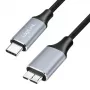 Cable USB 3.2 Gen1 Type-C Logilink CU0199, C/M a Micro-USB/M, 5 Gbps, nailon, metal, negro/plateado, 2 m