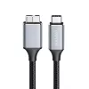Cable USB 3.2 Gen1 Type-C Logilink CU0199, C/M a Micro-USB/M, 5 Gbps, nailon, metal, negro/plateado, 2 m