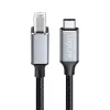Cable USB 2.0 Type-C Logilink CU0515, C/M a B/M, 480 Mbps, nailon, metal, negro/plateado, 2 m