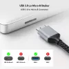 Cable USB 3.0 Logilink CU0290, A/M a Micro-USB/M, 5 Gbps, nailon, metal, negro/plateado, 1 m