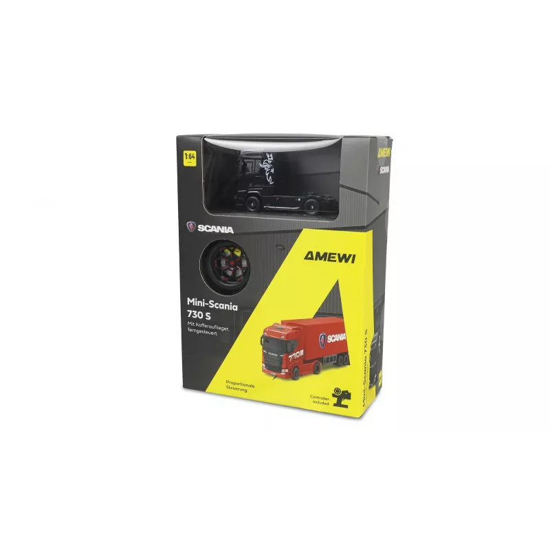 Amewi Mini-Scania 730 S con remolque de caja 4WD 1:64 RTR (22785)
