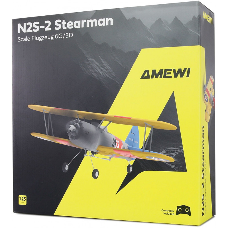 Amewi AMXFlight N2S-2 Stearman 360 mm 6G/3D 6 canales RTF, 14+ (24148)
