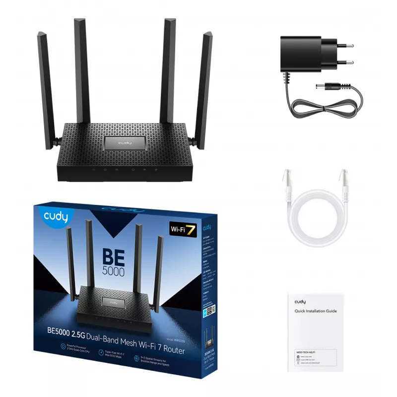 Router mesh CUDY WR5000 BE5000 2.5G Wi-Fi 7, 4.32 Gbps