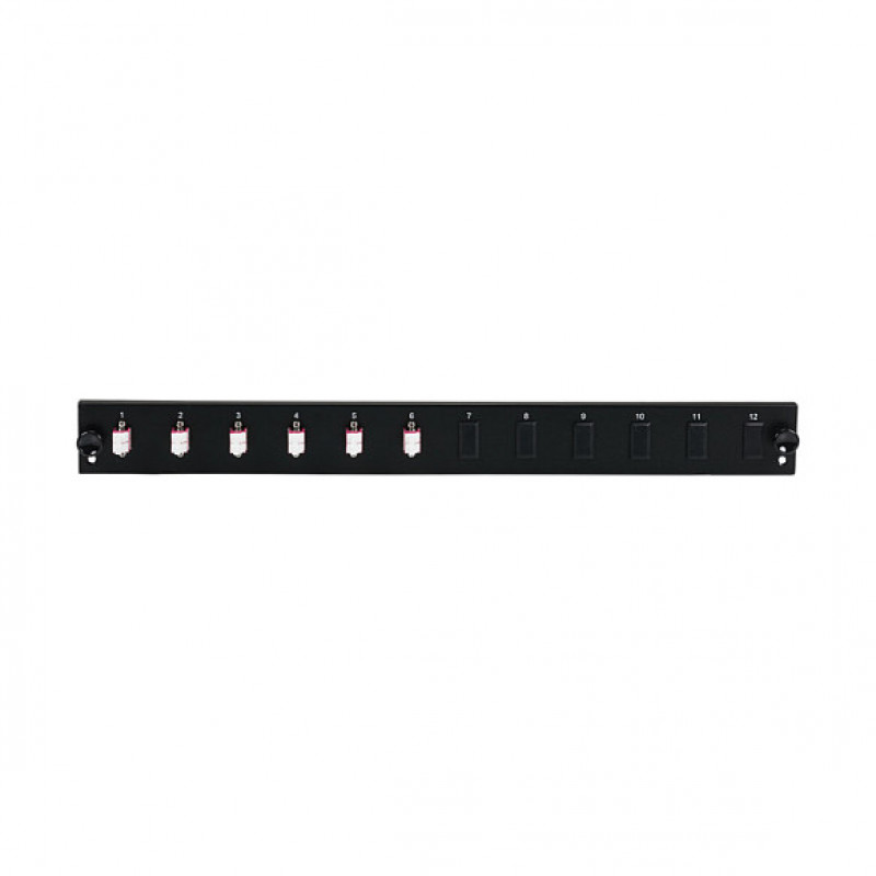 Panel frontal de fibra para montaje en rack EFB Elektronik SB-FP-6SC-S-OM4, 1U, gris, metal, 432 mm