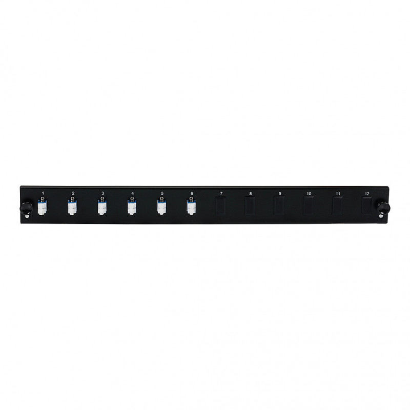 Panel frontal de fibra para montaje en rack EFB Elektronik SB-FP-6SC-S-OM4, 1U, gris, metal, 432 mm