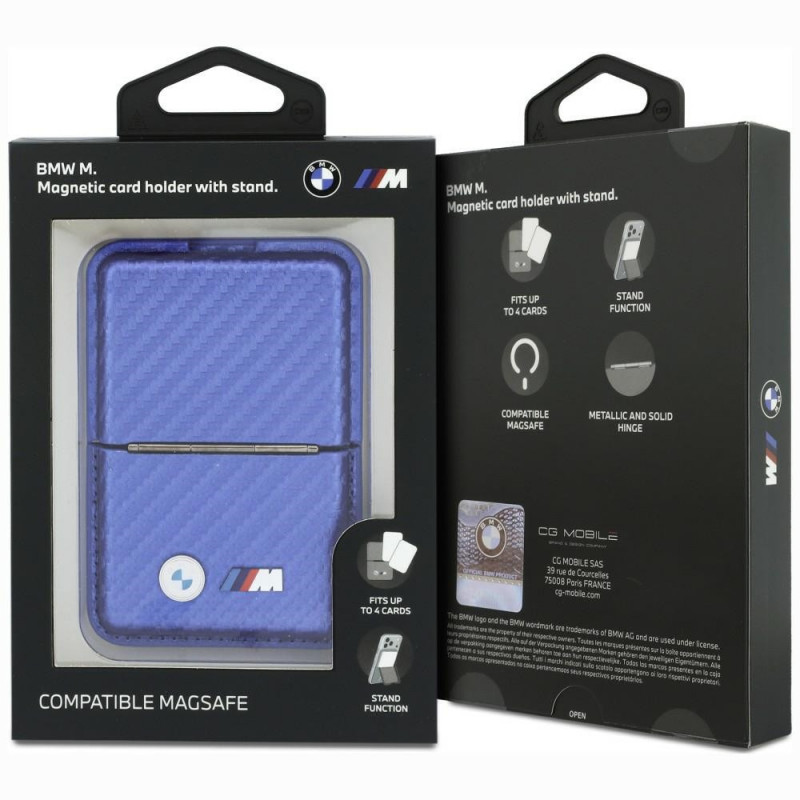 Cartera MagSafe BMW M Carbon Metal Logos, azul