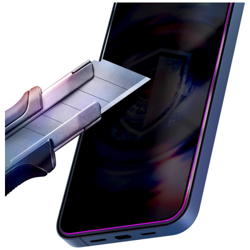 Cristal templado de privacidad 3MK HardGlass Max Privacy con aplicador para Samsung Galaxy S25 Edge, negro