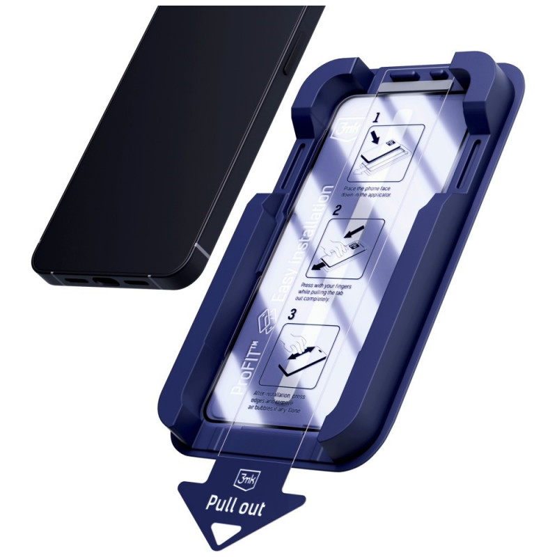 Protector de pantalla de cristal templado 3MK HardGlass Max con aplicador para Apple iPhone 13 / 13 Pro / 14 / 16e / 17e, negro
