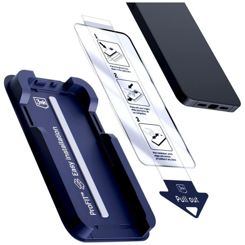 Protector de pantalla de cristal templado 3MK HardGlass Max con aplicador para Apple iPhone 13 / 13 Pro / 14 / 16e / 17e, negro