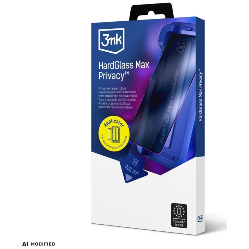 Cristal templado 3MK HardGlass Max Privacy con aplicador para Google Pixel 10A, negro