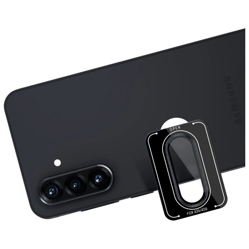 Cristal protector de cámara 3MK Lens Protection Pro para Samsung Galaxy A36 / A56 5G, negro