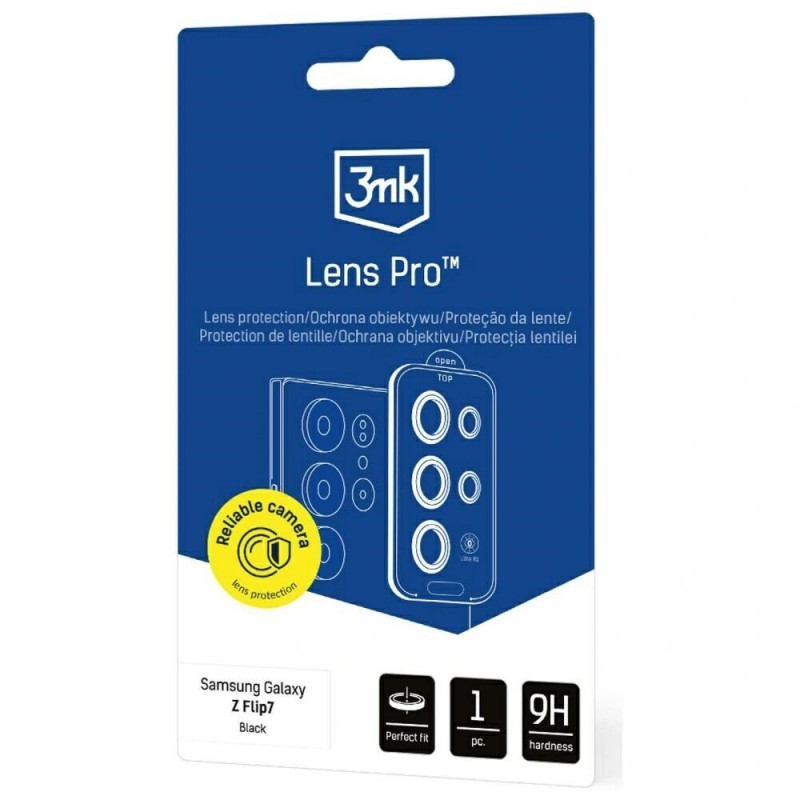 Cristal de protección para lente de cámara 3MK Lens Protection Pro para Samsung Galaxy Z Flip7, negro