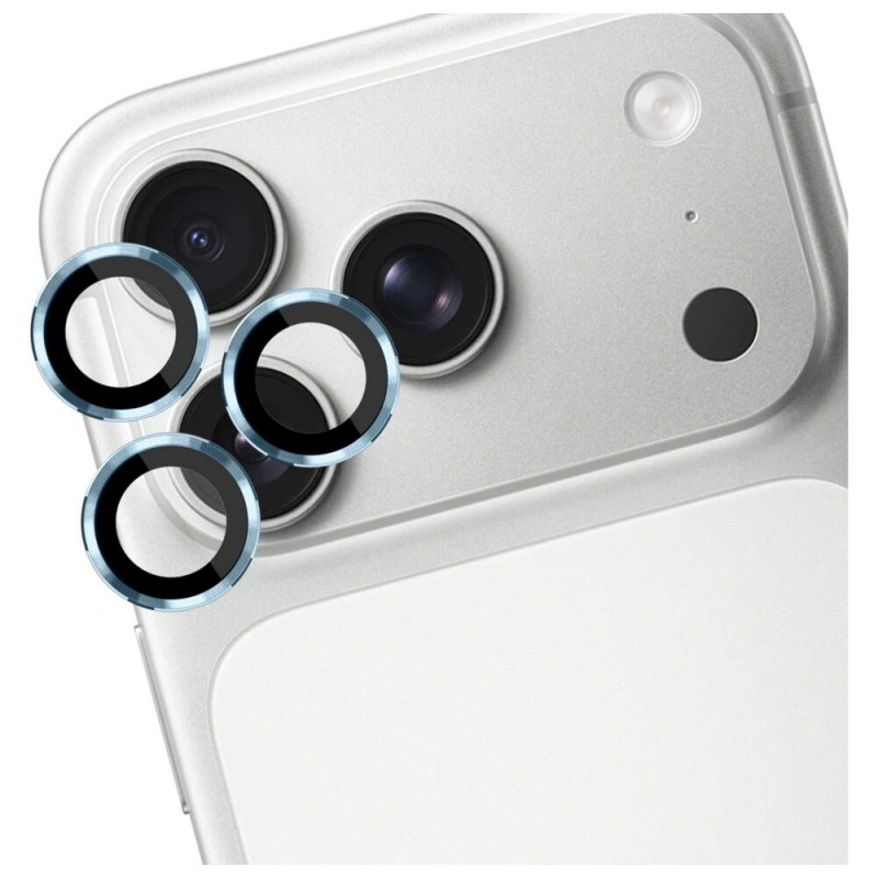 Protector de cristal templado para lente de cámara 3MK Lens Protection Pro para Apple iPhone 17 Pro / 17 Pro Max, azul claro