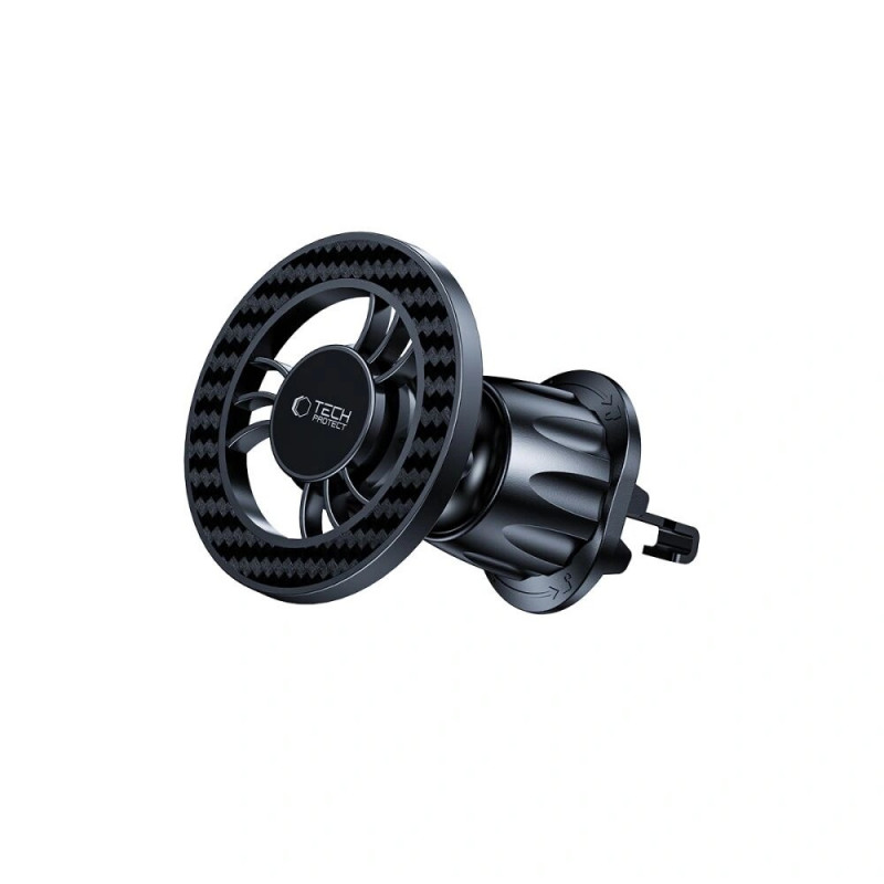 Soporte magnético MagSafe para coche con rejilla de ventilación Tech-Protect N56 negro carbono