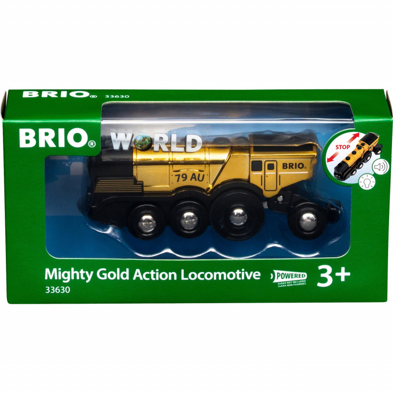 Locomotora de batería BRIO World Golden con luz y sonido (33630)