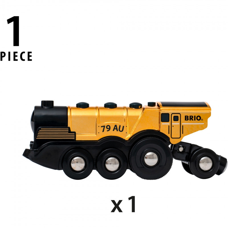 Locomotora de batería BRIO World Golden con luz y sonido (33630)