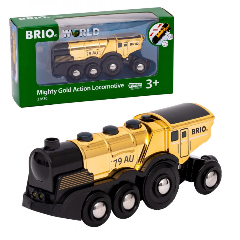 Locomotora de batería BRIO World Golden con luz y sonido (33630)