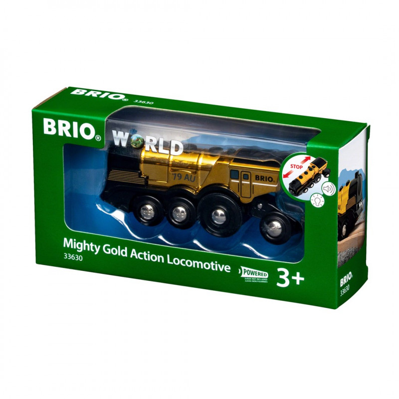 Locomotora de batería BRIO World Golden con luz y sonido (33630)
