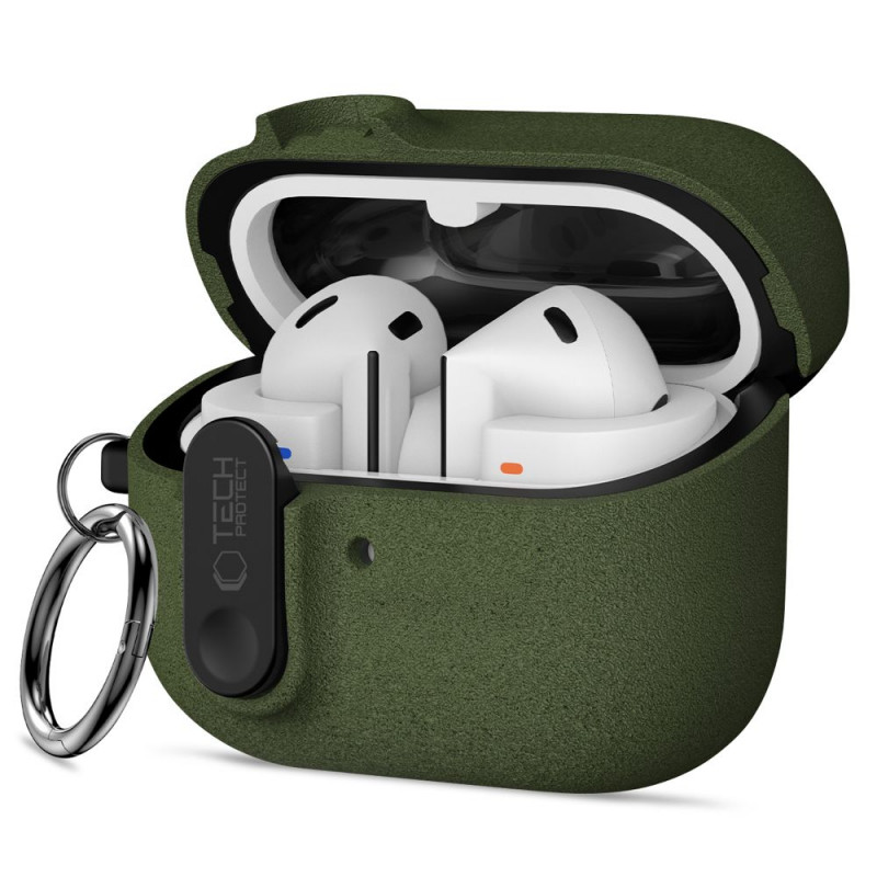 Funda Tech-Protect Slim Hook para Samsung Galaxy Buds 3 / 3 FE / 3 Pro, verde oliva