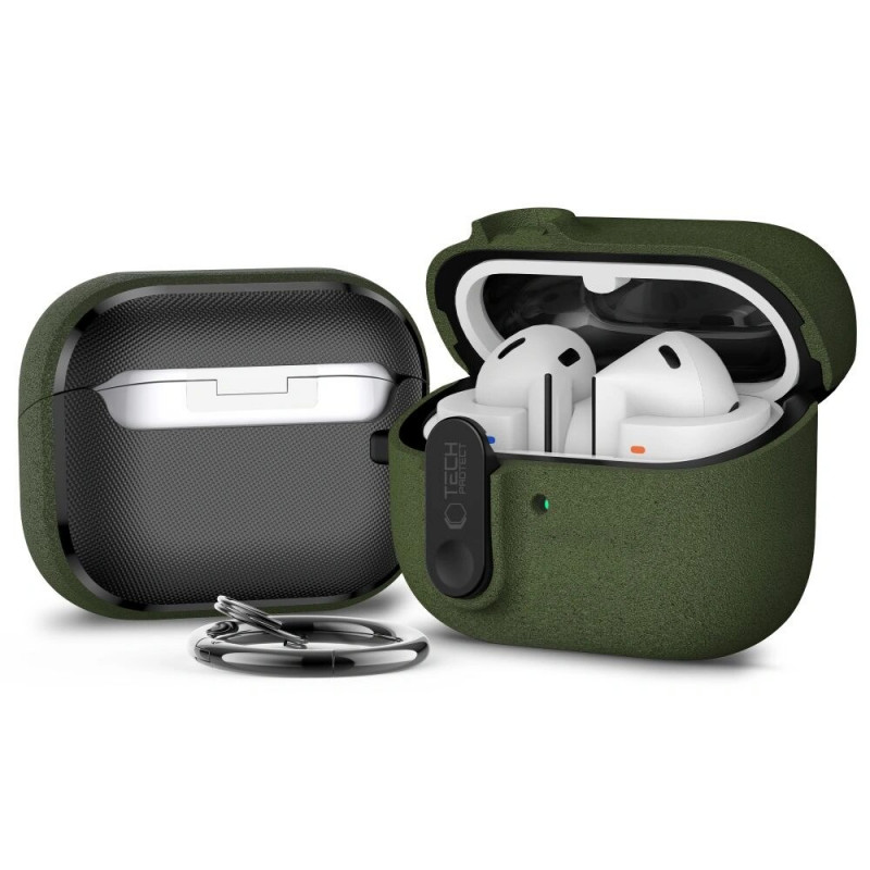 Funda Tech-Protect Slim Hook para Samsung Galaxy Buds 3 / 3 FE / 3 Pro, verde oliva