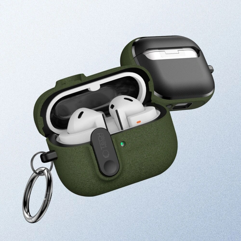 Funda Tech-Protect Slim Hook para Samsung Galaxy Buds 3 / 3 FE / 3 Pro, verde oliva