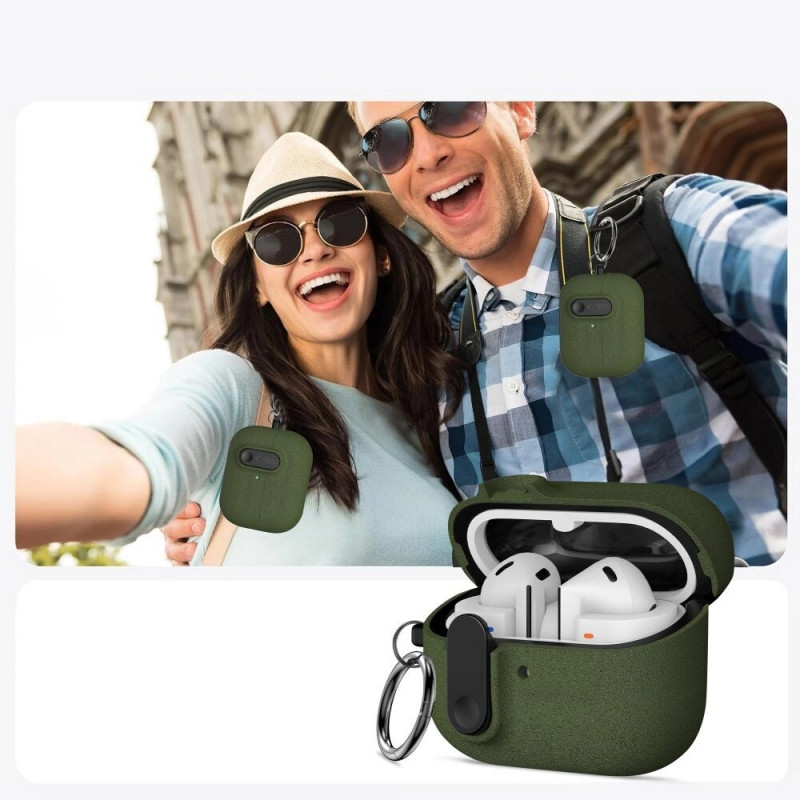 Funda Tech-Protect Slim Hook para Samsung Galaxy Buds 3 / 3 FE / 3 Pro, verde oliva