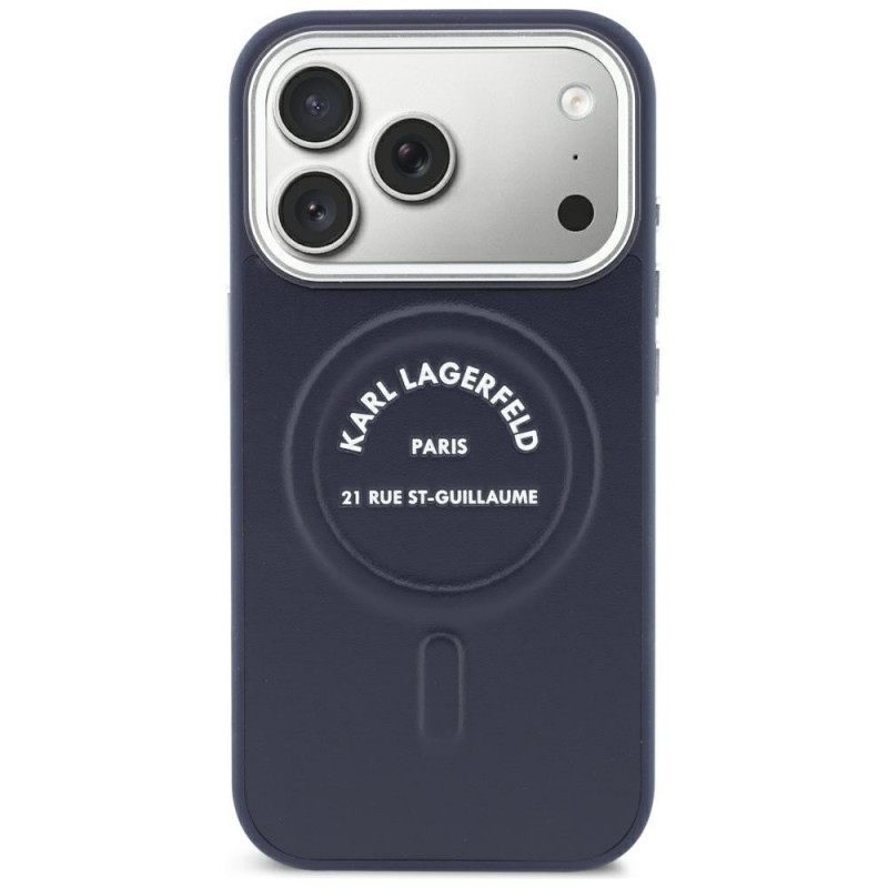 Funda Karl Lagerfeld Embossed Open Ring RSG Logo MagSafe para Apple iPhone 18 Pro Max / 17 Pro Max, azul (KF003292-0)
