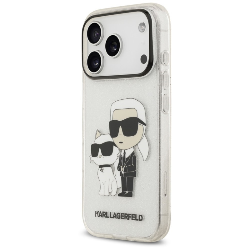 Funda Karl Lagerfeld IML NFT Glitter Karl&Choupette KF003400 para Apple iPhone 18 Pro Max / 17 Pro Max, transparente