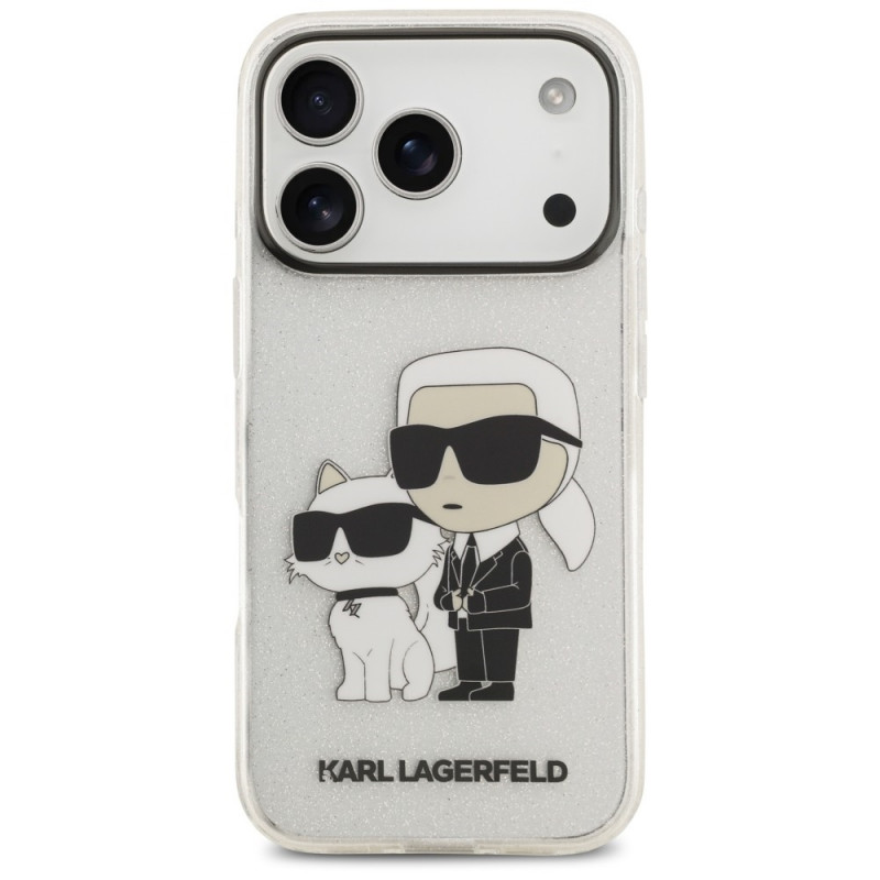 Funda Karl Lagerfeld IML NFT Glitter Karl&Choupette KF003400 para Apple iPhone 18 Pro Max / 17 Pro Max, transparente