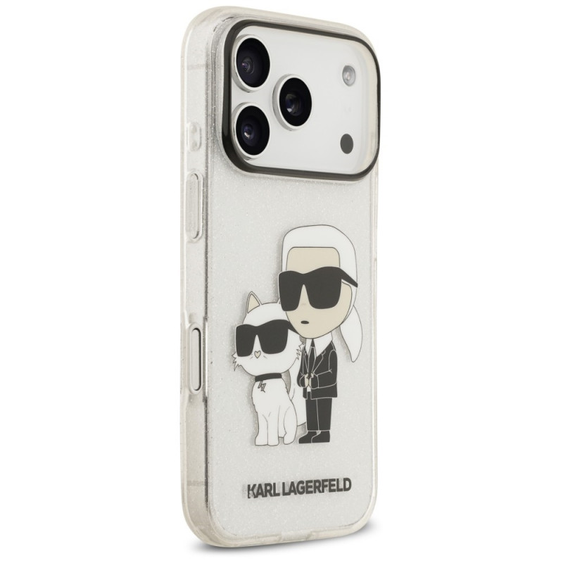 Funda Karl Lagerfeld IML NFT Glitter Karl&Choupette KF003400 para Apple iPhone 18 Pro Max / 17 Pro Max, transparente