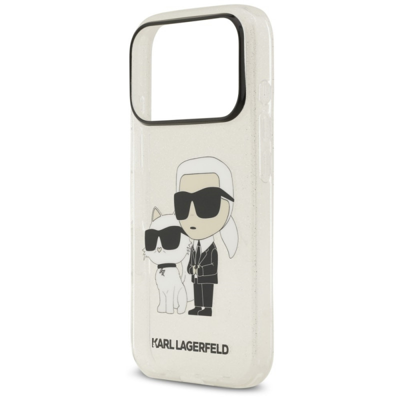 Funda Karl Lagerfeld IML NFT Glitter Karl&Choupette KF003400 para Apple iPhone 18 Pro Max / 17 Pro Max, transparente