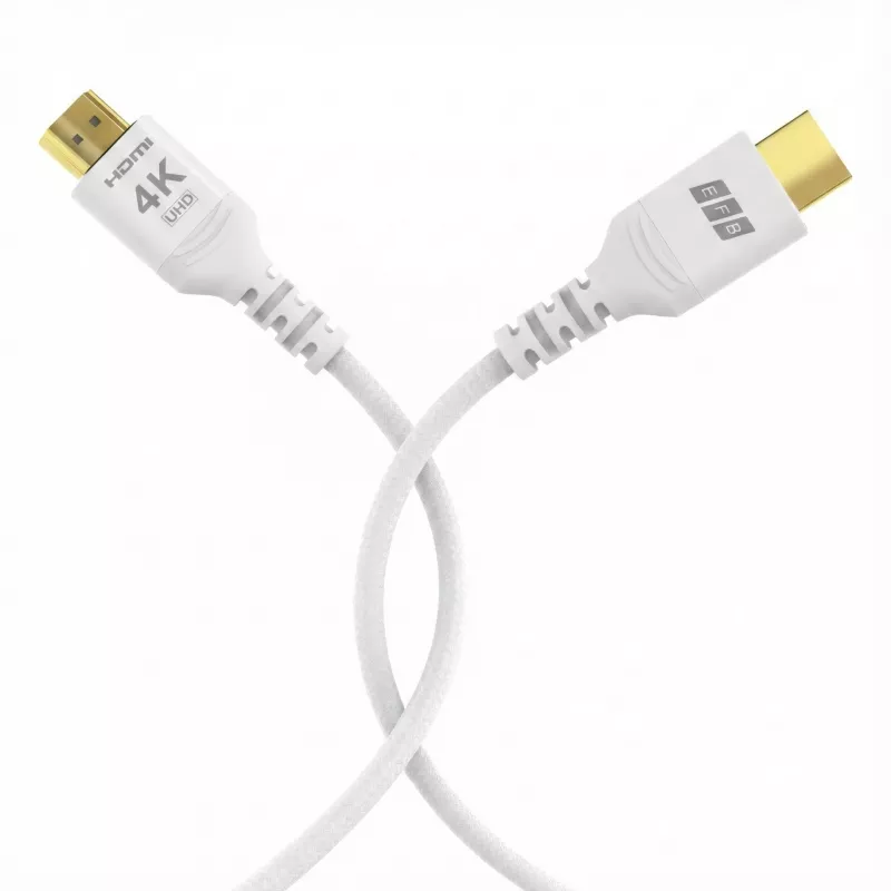 EFB Elektronik HDMI-20-00011 Cable HDMI High Speed con Ethernet, 4K60Hz, 18 Gbit/s, 0.5 m, blanco, compatible con HDMI 2.0
