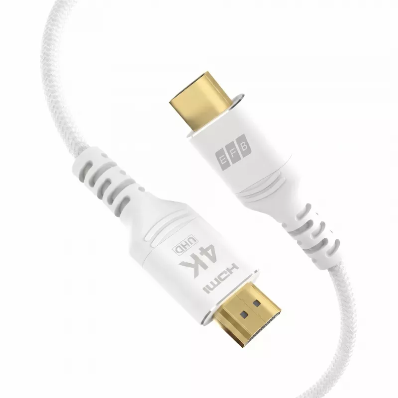 EFB Elektronik HDMI-20-00014 Cable HDMI High Speed con Ethernet, 4K60Hz, 18 Gbit/s, 3 m, Blanco, compatible con HDMI 2.0
